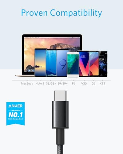 Anker 10 FT USB A to USB C Charging Cable – Durable 2 Pack for Samsung Galaxy S10, LG V30 & Beats Fit Pro – Fast Charging, Tangle-Free Design for Ultimate Flexibility & Universal Device Compatibility