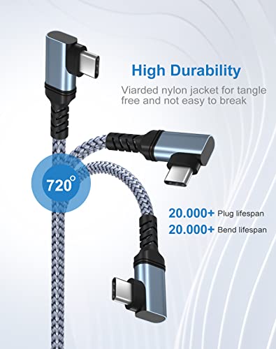 Premium 2-Pack USB C Charger Cable – 6 FT Right Angle Design for 100 W PD Fast Charging & 10 Gbps Data Transfer – Compatible with i Phone 15 Series, i Pad Pro, Mac Book & Samsung Galaxy S23/S22 – Durable Nylon Braided for Optimal Performance and Convenience