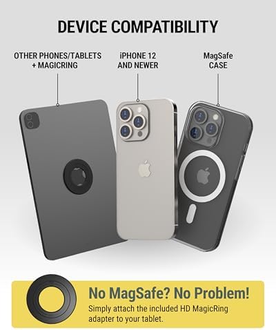 Scosche Heavy Duty Magnetic Phone and Tablet Mount for Cars – Ultra Strong Mag Safe Holder with AMPS Compatibility for Pro Clip Mount Bases – Secure, Sleek, and Effortless Device Access for Safe Driving