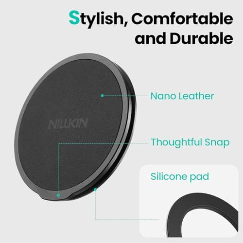 Enhance Your Smartphone Experience with Nillkin Mag Safe Phone Grip Ring Holder – Removable Magnetic Stand for i Phone 16/15/14/13/12 & Select Samsung Models – Black – Ultimate Grip Stability and Versatile 360-Degree Viewing Angle – Sleek Design, Easy Installation, and Residue-Free Removal