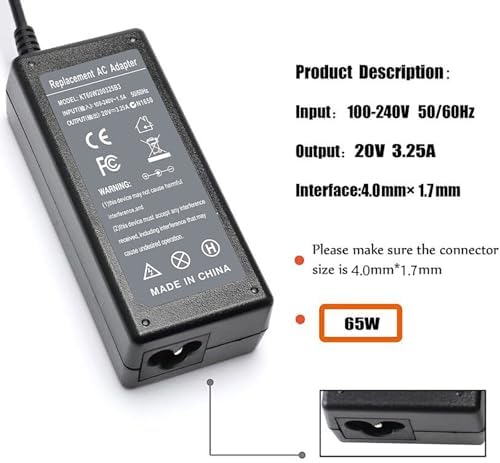 Premium 65 W Lenovo Laptop Power Adapter – Versatile Charging Solution for Idea Pad 1, 3, 5, Flex 4, 5, 6, Yoga 710 & More – Enhanced Safety with CE/FCC/UL Certification – Quick Connect Round Tip Design – 12-Month Replacement Warranty & 30-Day Satisfaction Trial – Ideal for Students, Professionals, and Gamers Seeking Reliable Power – Fast Charging & Overvoltage Protection for Optimal Device Performance – Upgrade Your Charging Efficiency with This Essential Accessory – Compatible with a Wide Range of Lenovo Models – Experience Reliable, Safe, and Efficient Charging Today!
