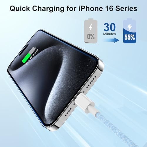 Ultra-Long 10 FT i Phone Fast Charger Cable – Type C to Lightning USB-C Cord for i Phone 16 Pro Max, 15 Series, i Pad & Mac Book Pro – Rapid Charging & Enhanced Durability for Seamless Connectivity