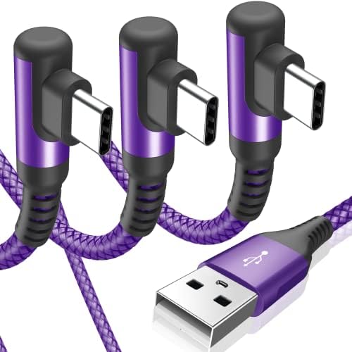 sweguard 10 FT Right Angle USB Type C Charger Cable – Durable Nylon Braided 2-Pack for i Phone 15/16 Pro Max & Samsung Galaxy Models – Enhanced Fast Charging & Tangle-Resistant Design for Ultimate Convenience and Performance
