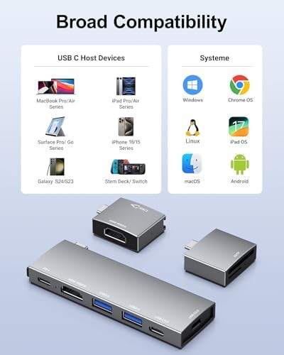 Maximize Your Mac Book’s Potential with the NXPGKEA 8-in-2 USB C Hub – Dual 4 K HDMI Outputs for Stunning Displays, High-Speed USB-A Ports for Effortless Data Transfers, and Micro SD/SD Card Readers for Instant File Access – Ideal for Mac Book Pro, Air M1/M2/M3, Dell XPS, Lenovo Think Pad, and HP Laptops – Compact, Durable Hub for Professionals on the Move