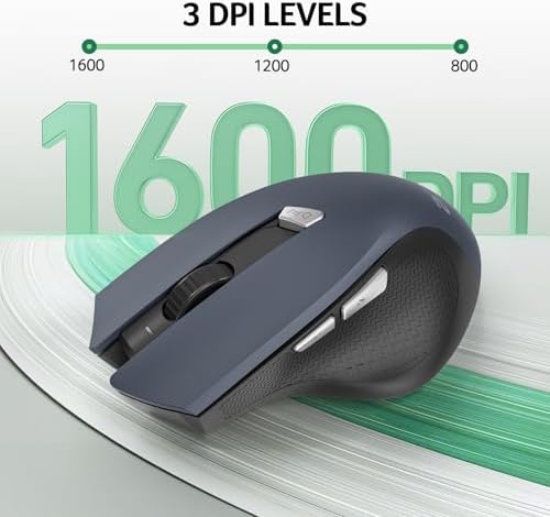 Acer Wireless Mouse for Laptop – Ergonomic 2.4 GHz Cordless USB Mouse with 3 Adjustable DPI Settings (800/1200/1600) for Enhanced Productivity | Perfect for Medium to Large Hands, Featuring 6 Functional Buttons for Office & Home Use, Durable Design for Long-Lasting Performance