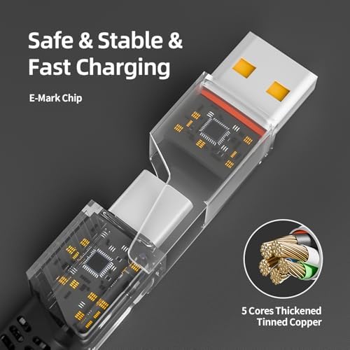 Versatile 4-in-1 Fast Charging Cable with E-Mark Chip – 65 W USB C Multi Charger for i Phone 16/15/14/13, i Pads, Android Devices & Tablets (4 FT) – Ultimate Solution for Quick Power Delivery and Enhanced Device Compatibility