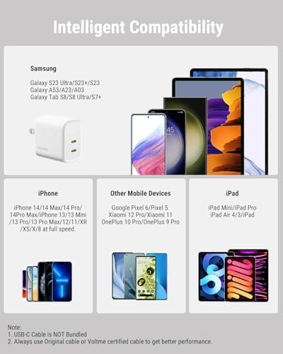 VOLTME 45 W Ga N PPS Fast Charger – Dual Port USB-C & USB-A, Ultra Compact & Foldable Design for i Phone 14/15/16 & Galaxy S22/S23/S24 – High-Speed Charging with Advanced Safety Features for Laptops, Tablets, and More – Ultimate Travel Companion for Modern Devices