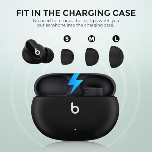 Aha Style Silicone Ear Hooks for Beats Studio Buds 2021 – 3 Pairs of Anti-Slip Covers for Ultimate Comfort and Secure Fit – Perfect for Running and Active Lifestyles – Classic Black Earbud Accessories Enhancing Audio Experience Without Charging Case Compatibility