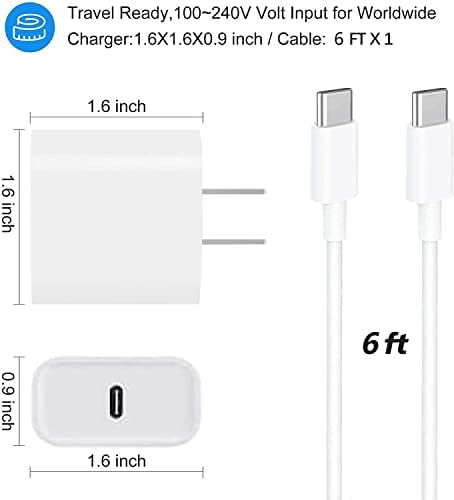 Rapid USB-C Fast Charger for i Pad Models – 20 W PD Wall Adapter with 6 FT Cable for Efficient Charging of i Pad Pro, Air, and Mini – MFi Certified, Compact Design for Travel, Enhanced Compatibility and Safety Features