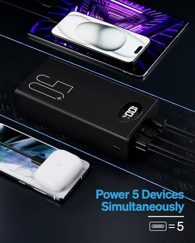 Ultimate 50000 m Ah Power Bank: High-Capacity Portable Charger with 22.5 W Fast Charging, 5 Output Ports, and 3 Input Options for Unmatched Device Compatibility and Performance on the Go