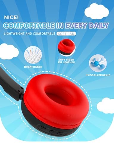 Safe Sound Bluetooth Headphones for Kids – Lightweight Wireless Earphones with 85 d B Volume Limiting for Toddler Hearing Protection – Ideal Twistable Design for School, Travel, and Home Use – Premium Audio Quality with Built-in Microphone for Clear Communication