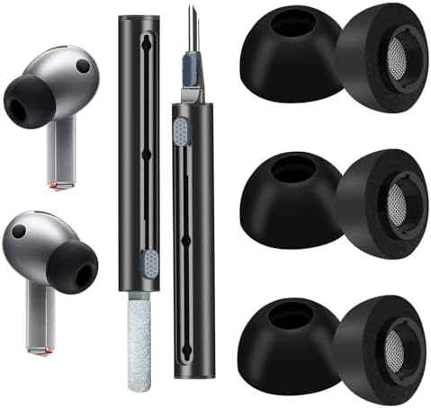 Ultimate Comfort Memory Foam Ear Tips for Samsung Galaxy Buds3 Pro – Enhance Audio Quality with Secure Fit and Included Cleaning Pen – Size M for Superior Noise Isolation and Long-lasting Performance
