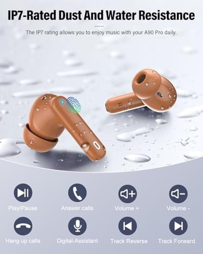 Elevate Your Audio Experience with Rose Gold Wireless Earbuds – Bluetooth 5.4 Connectivity, IP7 Waterproof Protection, and 36-Hour Playtime – Perfect for Active Lifestyles, Sports, and Seamless Communication – Stylish Comfort and Superior Noise-Cancellation for Uninterrupted Listening