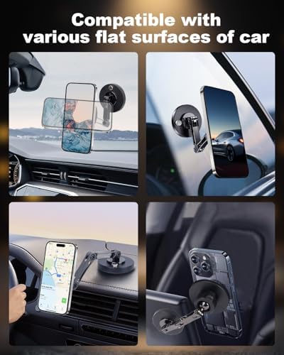 Transform Your Driving Dynamics with the Ultimate Magnetic Phone Mount: Engineered for Dual Arms Stability & 360° Viewing Flexibility – Universal Adhesive Base for Versatile Car Dashboard, Desktop, or Wall Use – Perfectly Compatible with i Phone 16/15 & All Smartphone Models – Enhance Convenience & Prioritize Safety on the Road