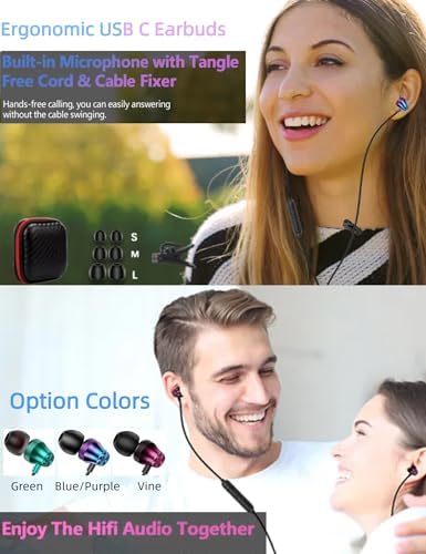Ultimate USB C Earbuds for i Phone 16 & Android Devices – Advanced Noise-Canceling Wired Headphones with Integrated Mic and In-Line Volume Control – Universal Compatibility for i Pad 10, Samsung Galaxy Z Flip 7, Pixel 9 – Experience Unmatched Sound Precision and All-Day Comfort for Music and Calls