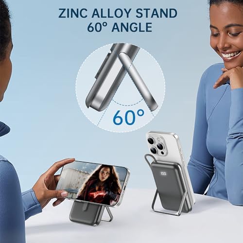 Mag Safe Portable Charger by EKR – 10,000 m Ah Fast Charging Power Bank with PD 20 W, Magnetic Attachment & Zinc Alloy Stand – Ultimate Wireless Charging Solution for i Phone 16/15/14/13/12 Series & Samsung Devices – Reliable, Compact, and Stylish Power Supply for On-the-Go Users