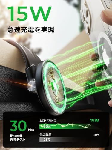 Revolutionary 15 W Mag Safe Car Charger for i Phone: 360° Adjustable Aluminum Alloy Holder with Magnetic Wireless Fast Charging, Universal Compatibility for All Vehicles, Carbon Fiber Finish for Durability and Style