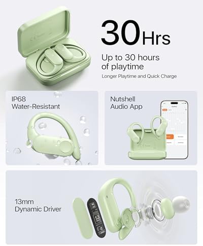 Maximize Your Fitness Journey with NS18 Wireless Earbuds – 12-Hour Playtime, Sweatproof Design, Tailored Sound via Custom App, and Robust 13 mm Bass Drivers for Deep Audio Experience, Featuring Bluetooth 5.3 for Seamless Connectivity (Black) – Ideal for Active Lifestyles and Audiophile Enthusiasts