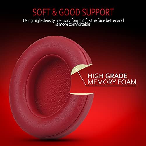 Upgrade Your Beats: Krone Kalpasmos Studio 3 & 2 Replacement Ear Pads – Soft Memory Foam Cushions for Ultimate Comfort and Noise Isolation in Vibrant Red – Perfect Fit for Wired & Wireless Models (B0501, B0500) – Enhance Sound Quality & Style Effortlessly
