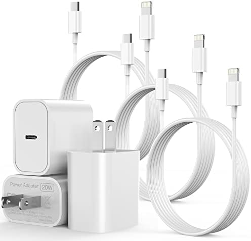 Optimize Your Charging Routine with Our 3-Pack 20 W PD USB-C Wall Fast Charger & 6 FT Type C Cables – Perfect for i Phone 14, 13, 12, & 11 Models – Rapid Power Delivery for Busy Lifestyles – Enhanced Compatibility for Pro Max & XR Devices – Compact Design for Portability – Durable Construction for Long-Lasting Use – Charge Multiple Devices Effortlessly!