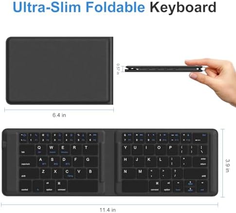Transform Your Typing Experience with the OMOTON Foldable Bluetooth Keyboard – Portable, Multi-Device Compatible, and Rechargeable for Ultimate Convenience on i Phone, i Pad, Android, Windows, and More! Enjoy Effortless Connectivity and Ergonomic Comfort, Perfect for On-the-Go Professionals and Students.
