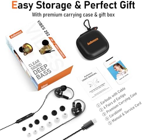 Unleash Exceptional Sound Quality with Vibes 202 MC USB-C Wired Earbuds: Premium Hi-Fi Audio, Advanced Noise Isolation, Ergonomic Comfort for i Phone 15/16 – Built-In Microphone for Effortless Communication & Durable Silver-Plated Cable – Includes Portable Case for On-the-Go Convenience