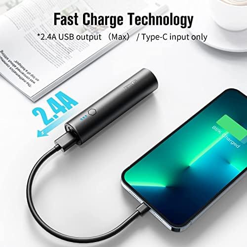 S03 Dual 5,000 m Ah Portable Charger – Fast Charging Power Bank for i Phone 15 Series & Android Devices – Compact USB-C Power Bank with Dual Output for On-the-Go Convenience – Enhanced Speed & Compatibility for Busy Lifestyles