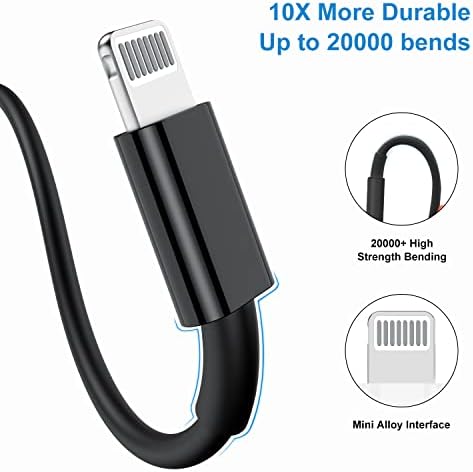 Upgrade Your Charging Game with 3-Pack 10 Ft MFi Certified i Phone Charger Cables – High-Speed USB to Lightning Power Cords for i Phone 14, 13, 12, 11 Pro Max, Mini & More – Durable, Flexible & Stylish Blue Design for Ultimate Convenience and Longevity