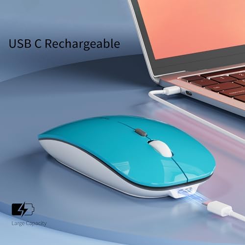 Uciefy Q5 Slim Rose Gold Wireless Mouse – Portable Optical Rechargeable Design with Silent Click, USB Receiver & Type C Adapter for Effortless PC, Laptop & Desktop Compatibility – Elevate Your Workspace with Style & Precision
