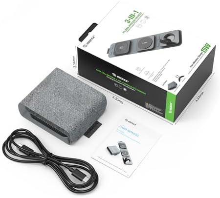 3-in-1 Magnetic Wireless Charging Station – Foldable Travel Charger for i Phone 12/13/14/15, Apple Watch SE/S7/S8/S9/Ultra, and Air Pods – Enhanced Mag Safe Compatibility with Smart Charging Zones for Maximum Efficiency