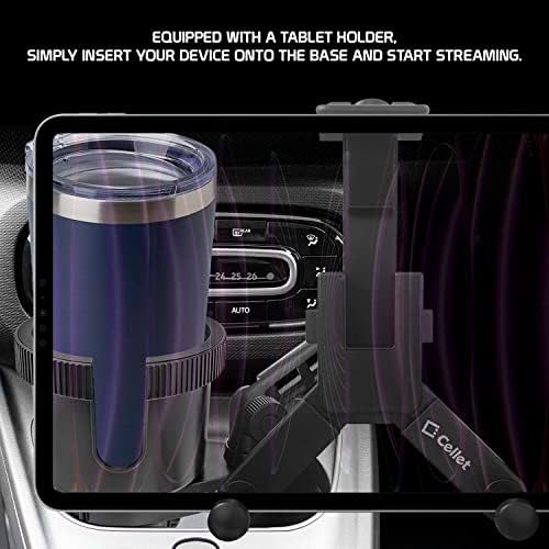 Revolutionary Car Cup Holder Phone Mount with Integrated Snack Tray – Ultimate Compatibility for i Phone, Samsung Galaxy, LG, Moto & Google Pixel – Hands-Free Convenience & 360-Degree Rotation for Safe Driving Enjoyment