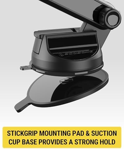 Scosche UH2WDEXCLN Universal Hands Free Phone Mount for Car Windshield/Dashboard, Suction Cup Cell Phone Holder with 360° Rotation, Includes Screen Cleaner, Stand Compatible with iPhone and Android – Enhanced Compatibility and Speed