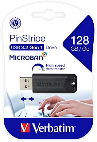 Verbatim 32 GB Pinstripe USB 3.2 Gen 1 Flash Drive – 10 Pack of Sleek Black Retractable Thumb Drives for Fast Data Transfer, Perfect for Home, Office, and Travel – Reliable Portable Storage Solution with Wide Device Compatibility