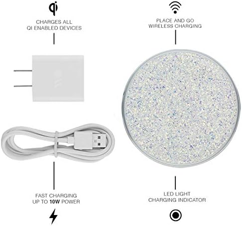Case-Mate POWER DISC Qi-Compatible Wireless Charger – Elegant Fast Charging Hub with Reflective Foil Finish for Effortless Device Powering – Compact & Portable Solution for Home and Office with Advanced Safety Features