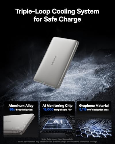 Baseus Picogo Mag Safe Ultra-Slim 10,000 m Ah Fast-Charging Power Bank for i Phone 12-16 Series – 15 W Qi2 Certified Wireless Charger with USB-C Cable for Seamless On-the-Go Energy Solutions