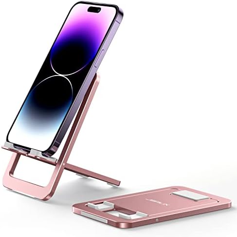 JSAUX Cell Phone Stand [2-Pack] Foldable Aluminum Adjustable Phone Holder for Desk Portable Travel Holder Office Desk Accessories Compatible with iPhone 15 14 13 12 11 Pro Max X Samsung S24 S23 Grey – Enhanced Compatibility and Speed