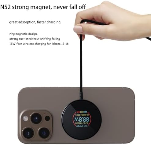 HYDGYC 15 W Mag Safe Wireless Charging Pad – Ultimate Fast Charging Solution for i Phone 16 Series & Air Pods – Sleek Black Design with 3.3 ft Cable – Effortless Magnetic Alignment for Tangle-Free Power – Compatible with i Phone Models 12, 13, 14 & More – Elevate Your Charging Experience with Reliable Speed and Style