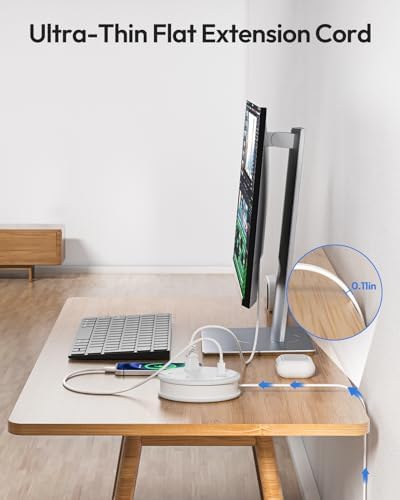 Stylish NTONPOWER Purple Extension Cord with 3 AC Outlets & 4 USB Ports (2 USB-C) – 4 FT Flat Power Strip for Kawaii Dorm & Office Decor – Compact, Versatile Charging Station for Modern Workspaces