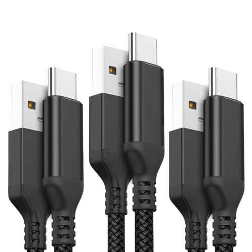 High-Speed USB Type C Cable 3-Pack – Durable Nylon Braided Charger for i Phone 16, Galaxy S24 & PS5 – Versatile 10 ft, 6.6 ft, 3.3 ft Lengths for Rapid Charging and Data Transfer – Enhanced Compatibility for All Modern Devices