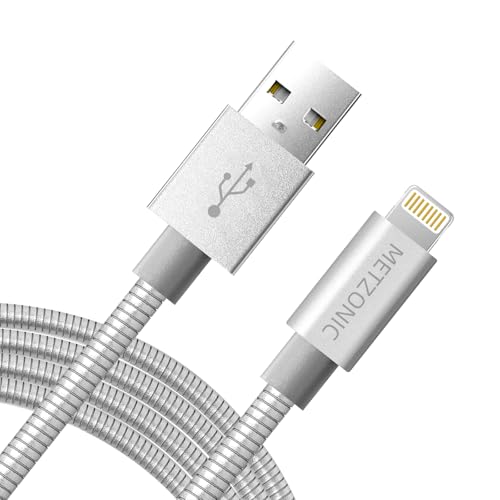 Revolutionize Your Charging Routine with the MFi Certified 6.6 ft Chew-Proof Metal Braided Lightning Cable – Durable Stainless Steel Design for Fast Charging & Data Sync with Apple Devices, Enhanced Safety Features for Everyday Use