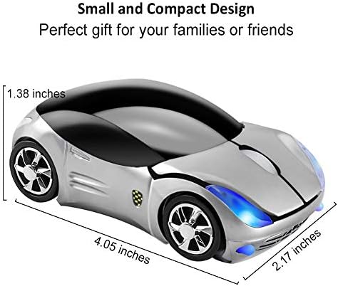 Sporty Pink Wireless Car-Shaped Optical Mouse – Portable 1600 DPI Mini Wireless Mice with USB Receiver for Laptop & Desktop – Ergonomic Design for Travel & Home Use – Unique Gift Idea for Tech Lovers