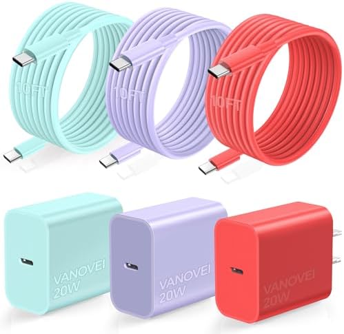 Ultimate 10 FT USB C Fast Charging Bundle for i Phone 16 Series – Dual USB C Charger Block with Long Cords for Enhanced Compatibility and Speed – Ideal for i Phone 16/16 Plus/16 Pro/16 Pro Max, i Pad, and Android Devices – Compact, Durable, and Portable Power Solution