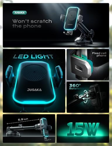 Optimal 15 W Wireless Car Charger with Auto-Clamping Phone Holder – Fast Charging for i Phone 12-16 & Samsung Galaxy S10+ to S24 Ultra – Sleek Black Design for Modern Vehicles – Effortless Installation & Ultimate Device Security on the Road