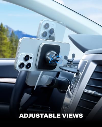 Mag Safe CD Slot Car Phone Holder – Ultimate 17 Magnet Magnetic Mount for i Phone 12-16 Series – Tool-Free Installation for Safe Hands-Free Navigation – Pop Grip Ring for Superior Stability – Essential Accessory for a Tidy Vehicle Interior