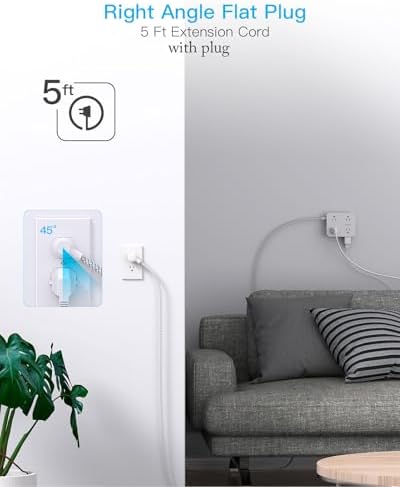 HANYCONY 6 ft Surge Protector Power Strip with 8 Outlets & 2 USB-C Ports – Essential College Dorm Extension Cord with Space-Saving Flat Plug for Fast Charging and Device Safety – Perfect for Home Office and Tech Needs