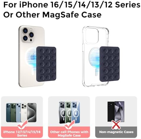 AHASTYLE Silicone Suction Phone Case Stand for iPhone 16/15/14/13/12 Series, Magnetic Suction Cup Phone Mount for iPhone MagSafe Phone Case, Mirror Shower Phone Holder, for TikTok Videos and Selfies – Enhanced Compatibility and Speed