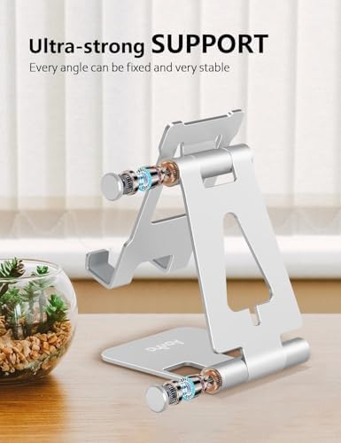 Cell Phone Stand for Desk, Adjustable Desktop Phone Holder Stand, Foldable Moblie Phone Dock for iPhone 15 14 13 12 11 Pro Xs Max Xr X 8 7 6 5 5s SE Nintendo Switch All Phones, Rose Gold – Enhanced Compatibility and Speed