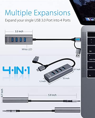 Ultimate 5-in-1 USB C Hub with 4 K HDMI & 4 USB 3.0 Ports – The Essential Multiport Adapter for Enhanced Productivity on Mac Book Pro, Mac Book Air, i Mac, i Pad, XPS & More – Seamless Connectivity, Fast Data Transfer & Travel-Friendly Design