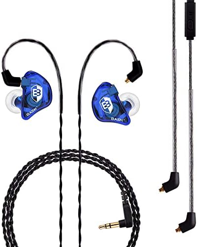 BASN Bsinger Professional Dual Driver In-Ear Monitor Headphones – Hi-Fi Sound Quality Earbuds with Built-in Mic for Musicians and Drummers (Black, 2-Pin) – Superior Comfort and Durability for Live Performances