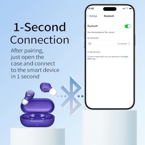 Ultra-Lightweight Bluetooth 5.3 Wireless Earbuds – Deep Bass In-Ear Headphones for Clear Calls and Immersive Sound, 60-Hour Battery Life, Perfect for Gaming, Workouts, and Study – Stylish Purple Design for Active Lifestyles